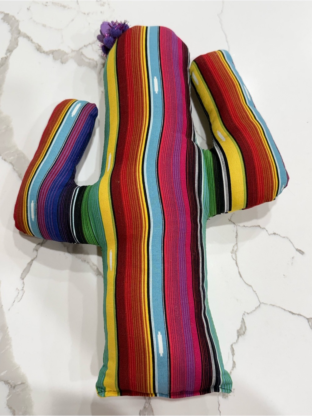17” Artisan Mexican Zarape Stripe Cactus Shaped Plush Throw Pillow